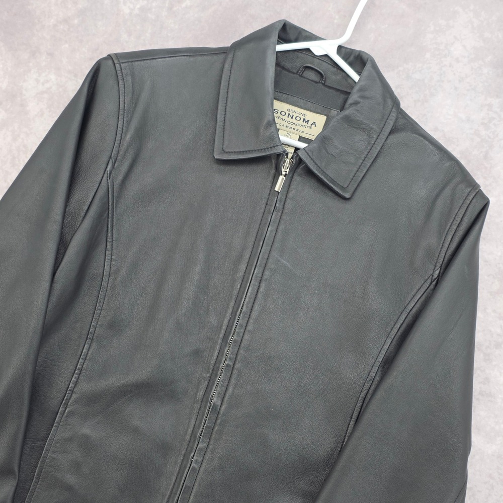 Sonoma Jean Company Black‎ Lambskin Leather Jacket Full Zip XL Womens Classic